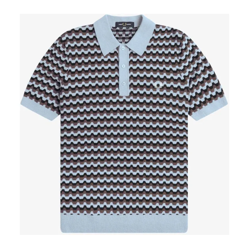 Fred Perry - K7636 Boucle Jacquard Light Smoke Knitted - Polo