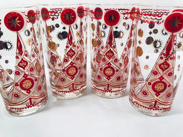 Fred Press Signed Atomic Christmas Tree Glasses (Set of 4)