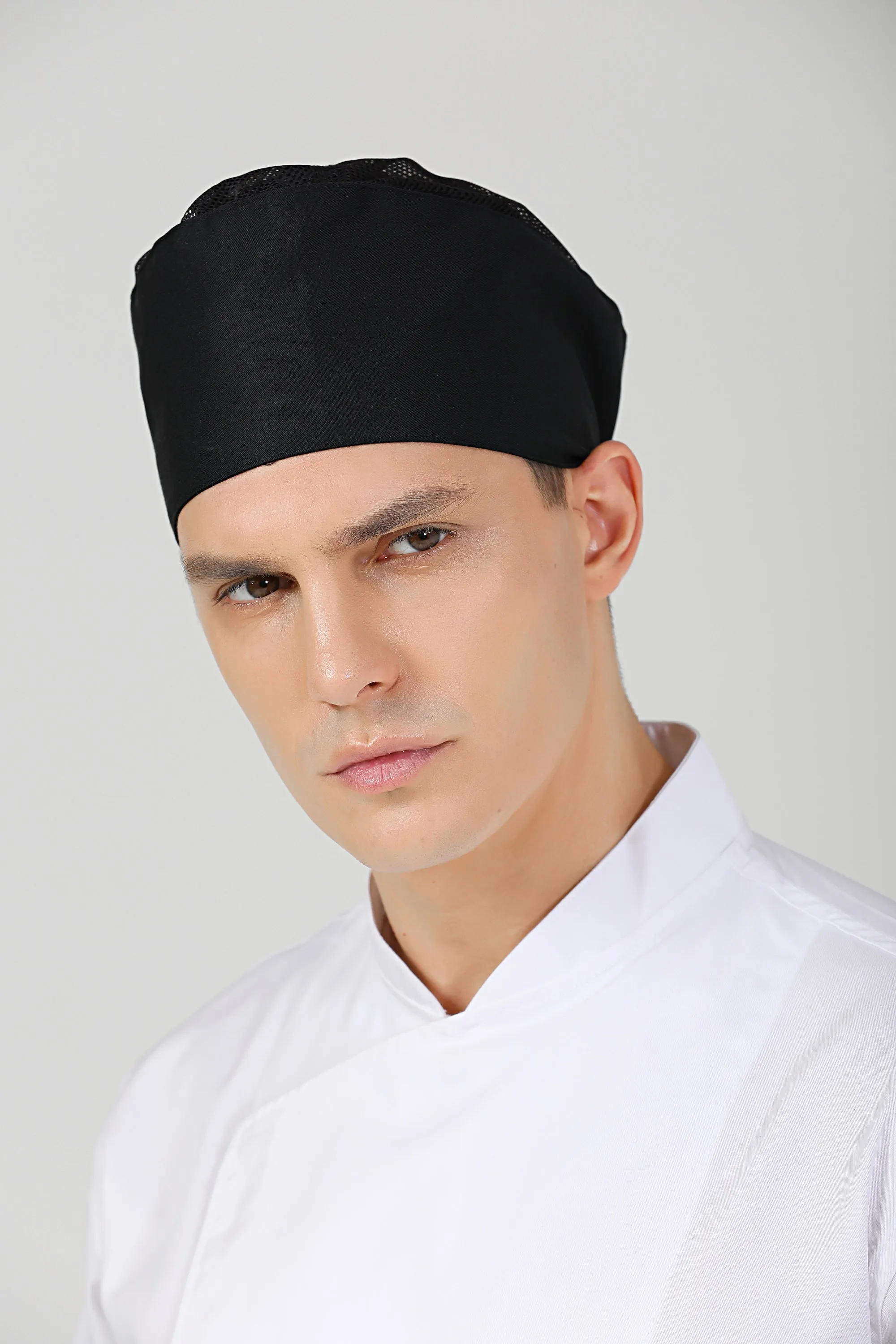 Freesia Black Chef Beanie, Vent