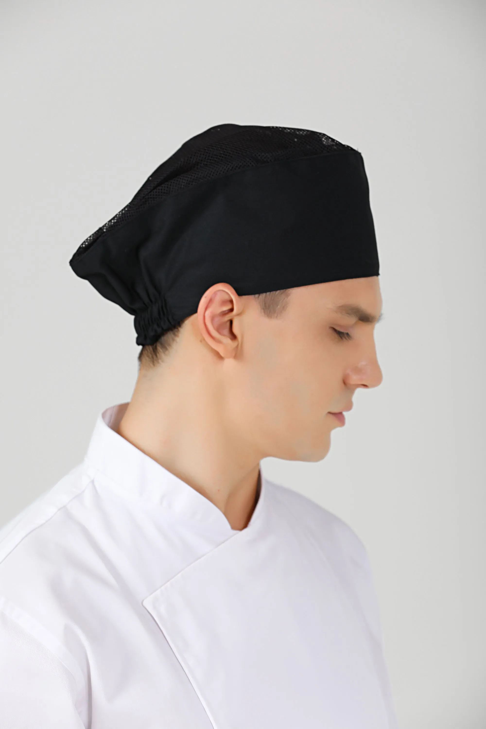 Freesia Black Chef Beanie, Vent