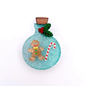 Gingerbread tiny bottle - Mini Brooch - Set of 4