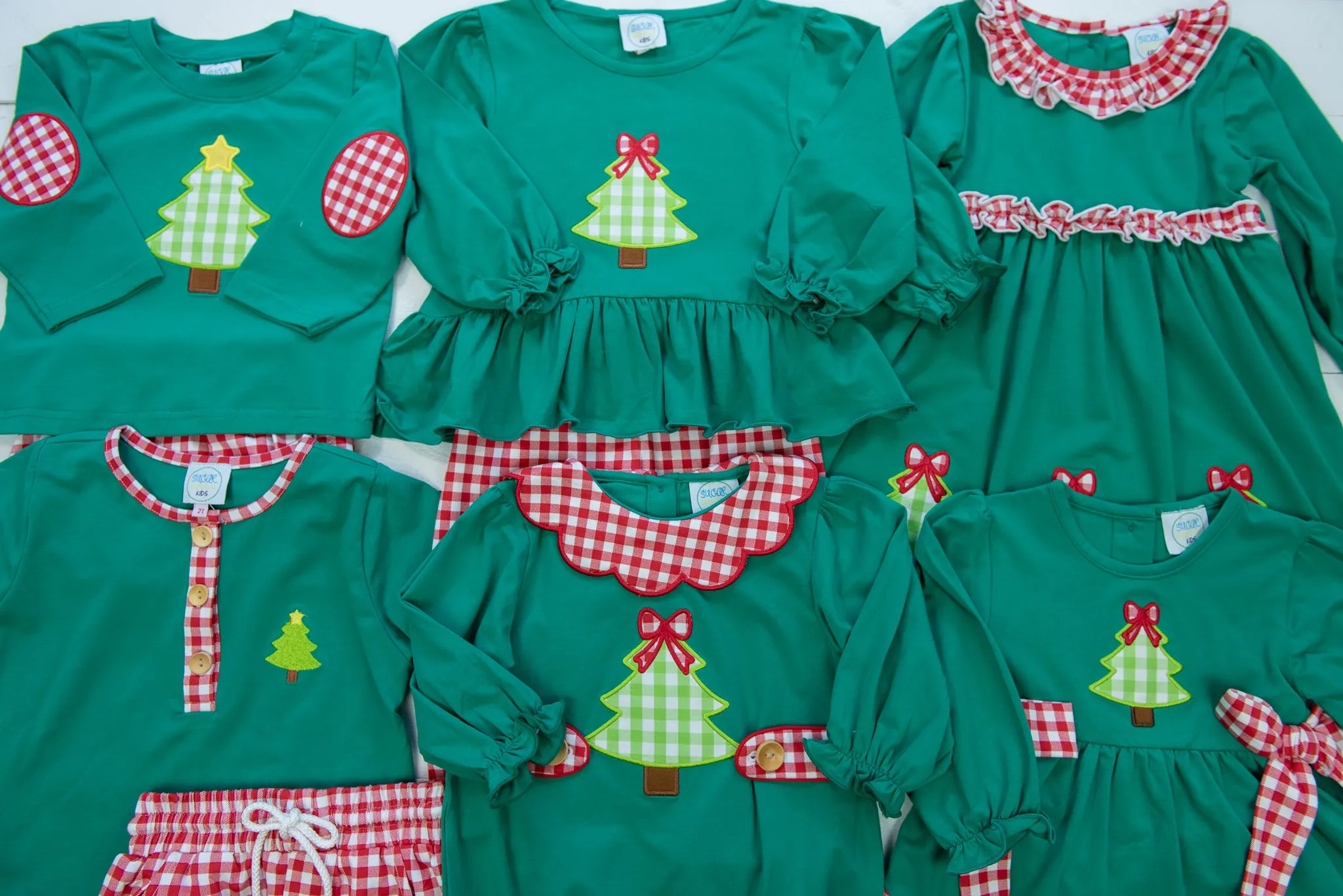 Girls Applique Christmas Tree Pants Set