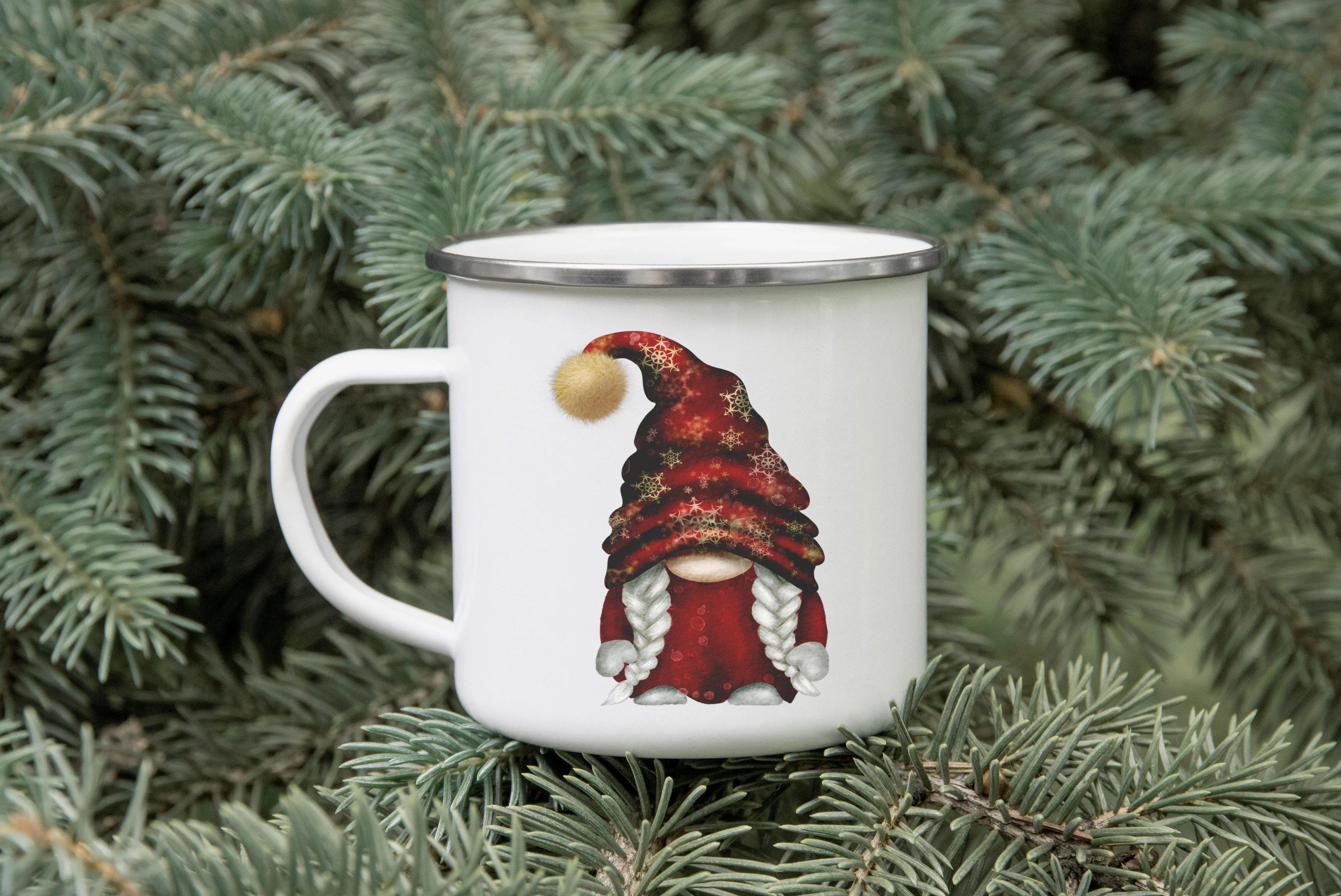 Gnome Christmas Enamel Mug