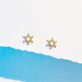 Gold Milky Snowflake Earrings