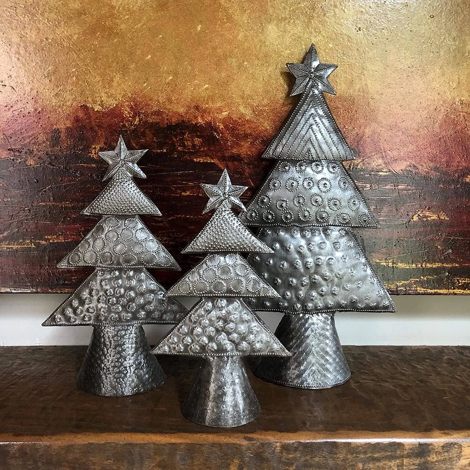 Haiti Fair Trade~ It's Cactus - Set of 3 Christmas Tree Table Top Decor, Handmade Haiti