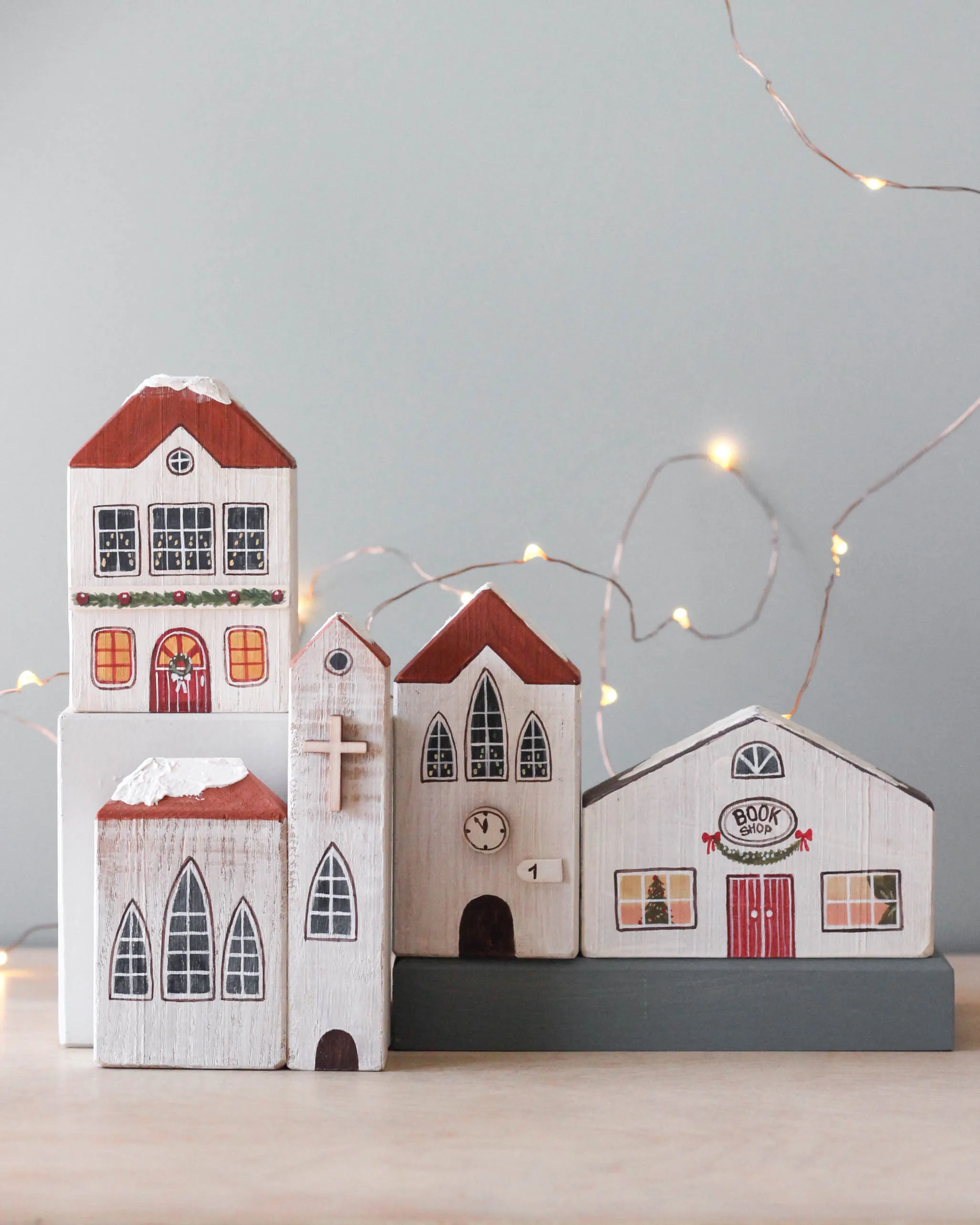 Handmade Wooden Christmas Village