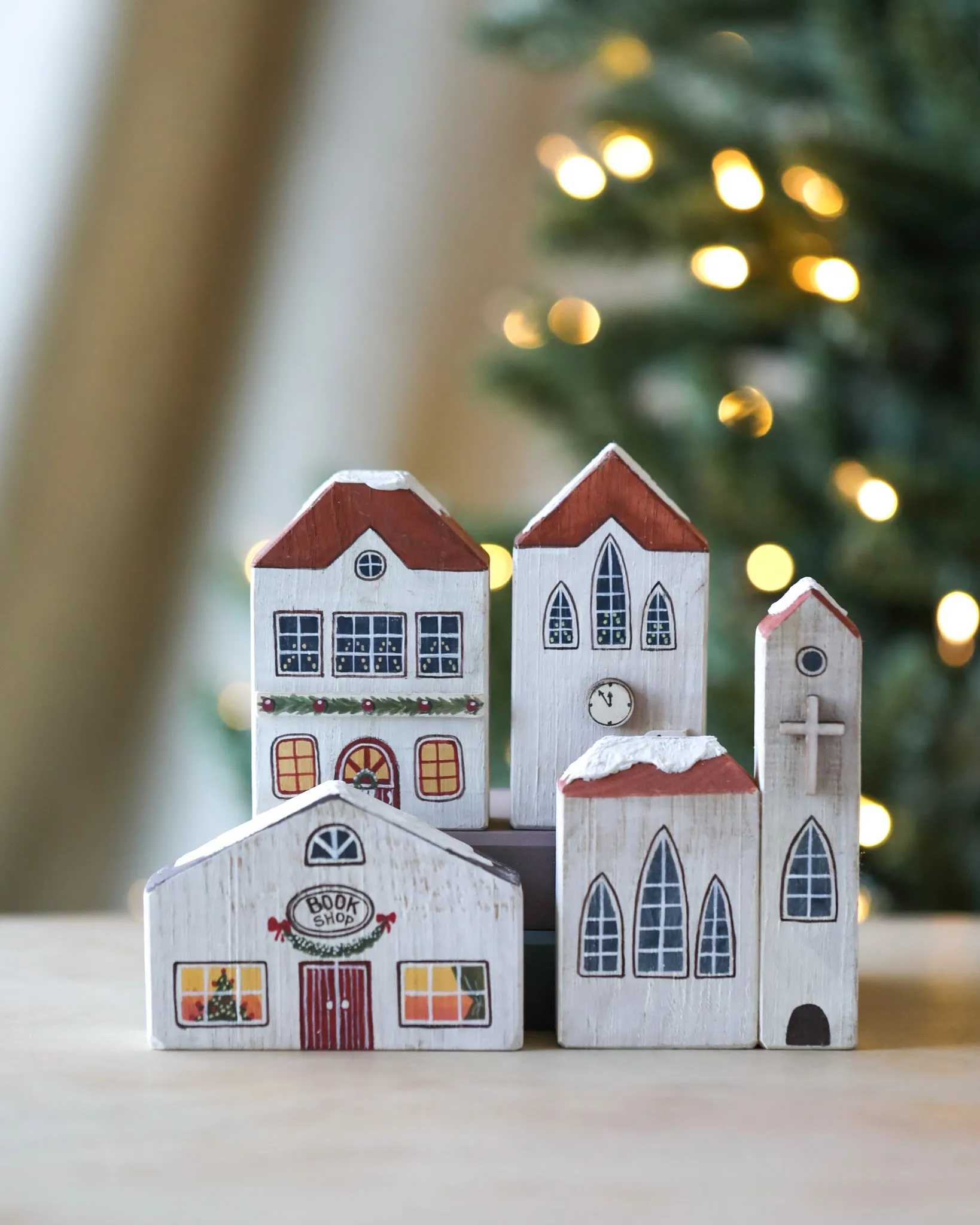 Handmade Wooden Christmas Village