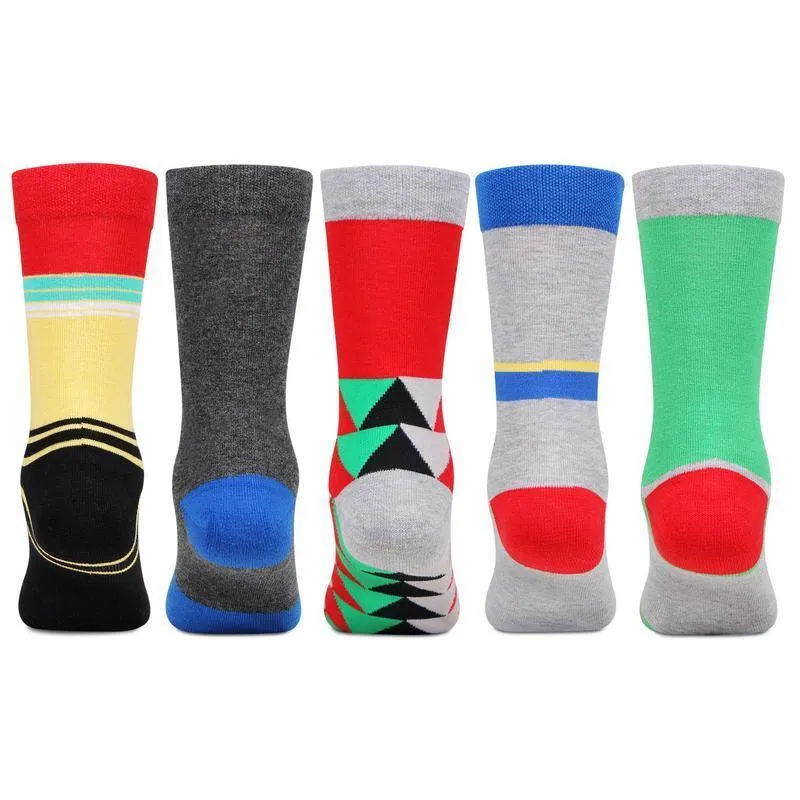 Hot Wheels Kids Fancy Crew Length Socks (Abstract Designs)- Pack of 5