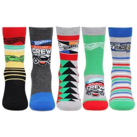 Hot Wheels Kids Fancy Crew Length Socks (Abstract Designs)- Pack of 5