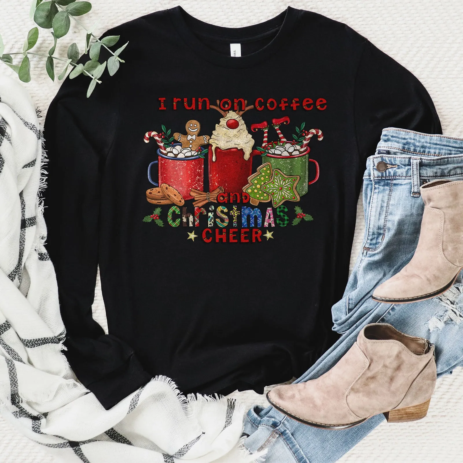 I Run On Coffee And Christmas Cheer Long Sleeve