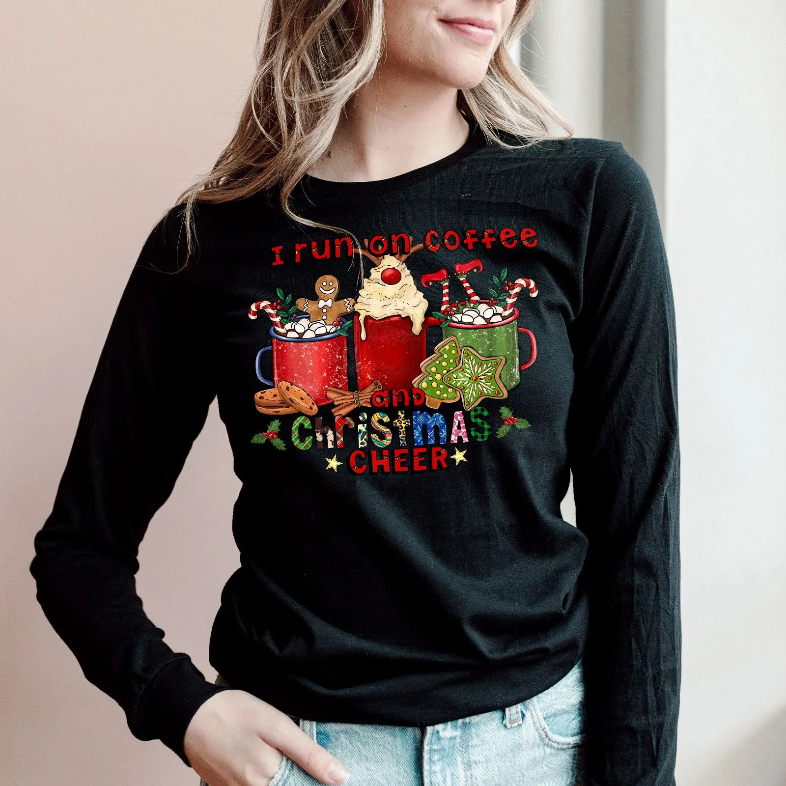 I Run On Coffee And Christmas Cheer Long Sleeve