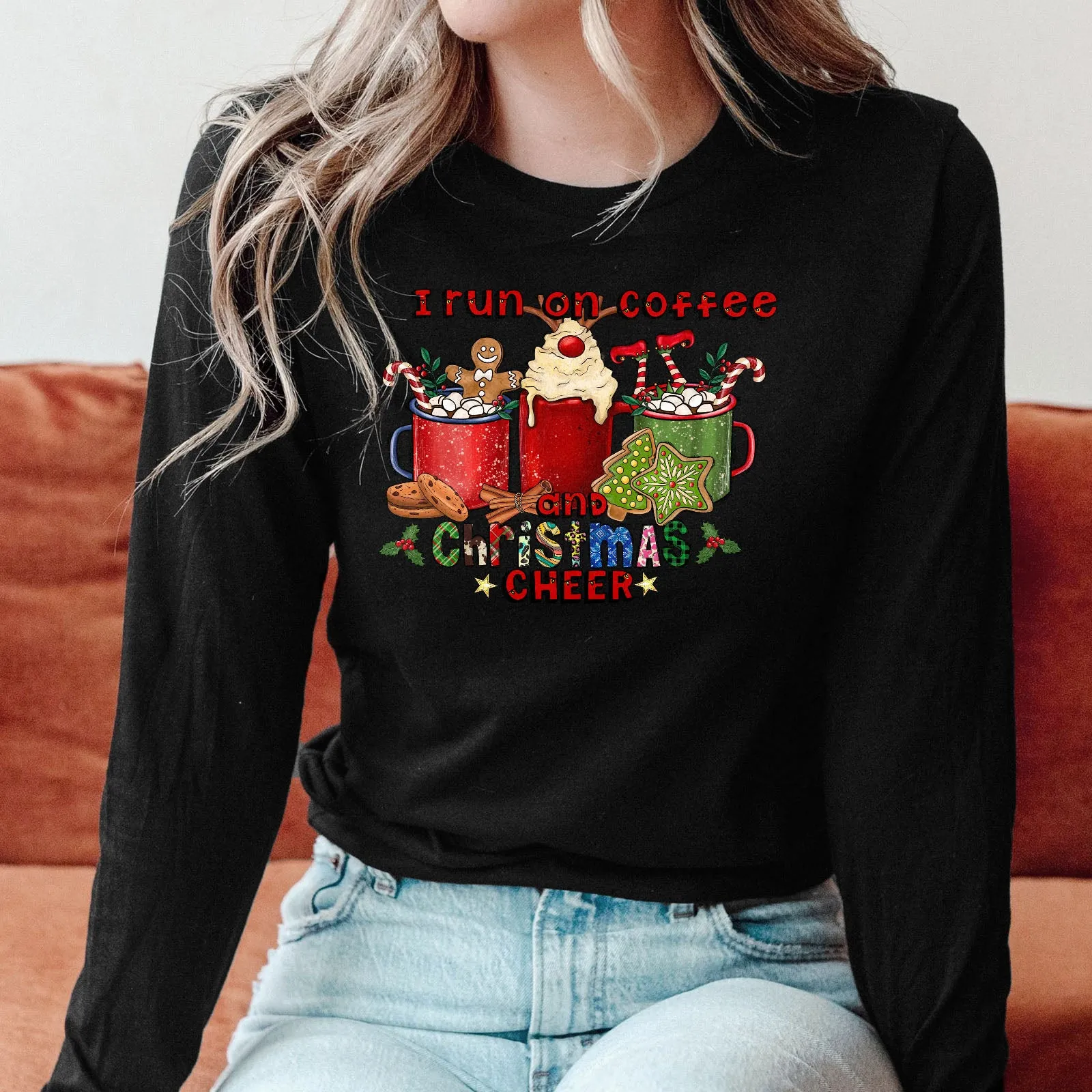 I Run On Coffee And Christmas Cheer Long Sleeve