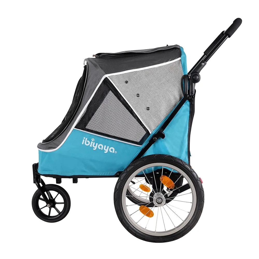 Ibiyaya Happy Pet Trailer / Jogger with Bicycle Attachment 2.0 - Blue