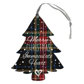 Handcrafted Wooden Plaid Christmas Tree Ornament - Rustic Holiday Decor for a Cozy Festive Touch