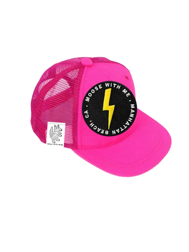 INFANT Trucker Hat with Interchangeable Velcro Patch (Neon Pink)