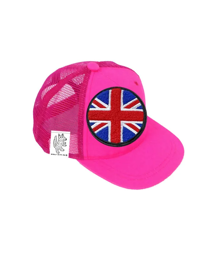 INFANT Trucker Hat with Interchangeable Velcro Patch (Neon Pink)