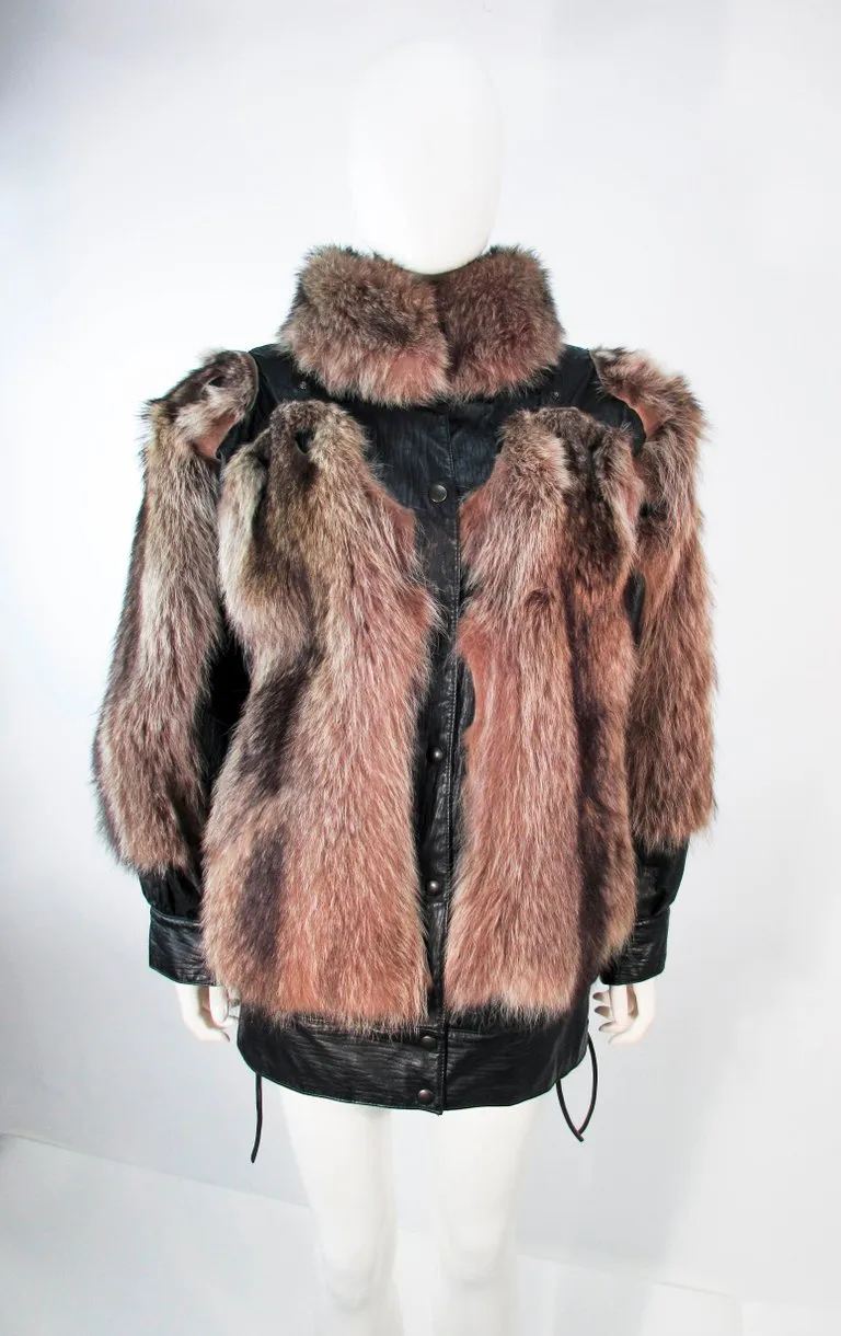 JACQUES SAINT LAURENT Raccoon Fur Jacket w/ Tassels Size 38