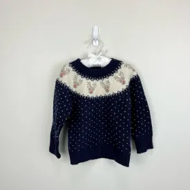 JoJo Maman Bebe Navy Fair Isle Reindeer Sweater 2-3