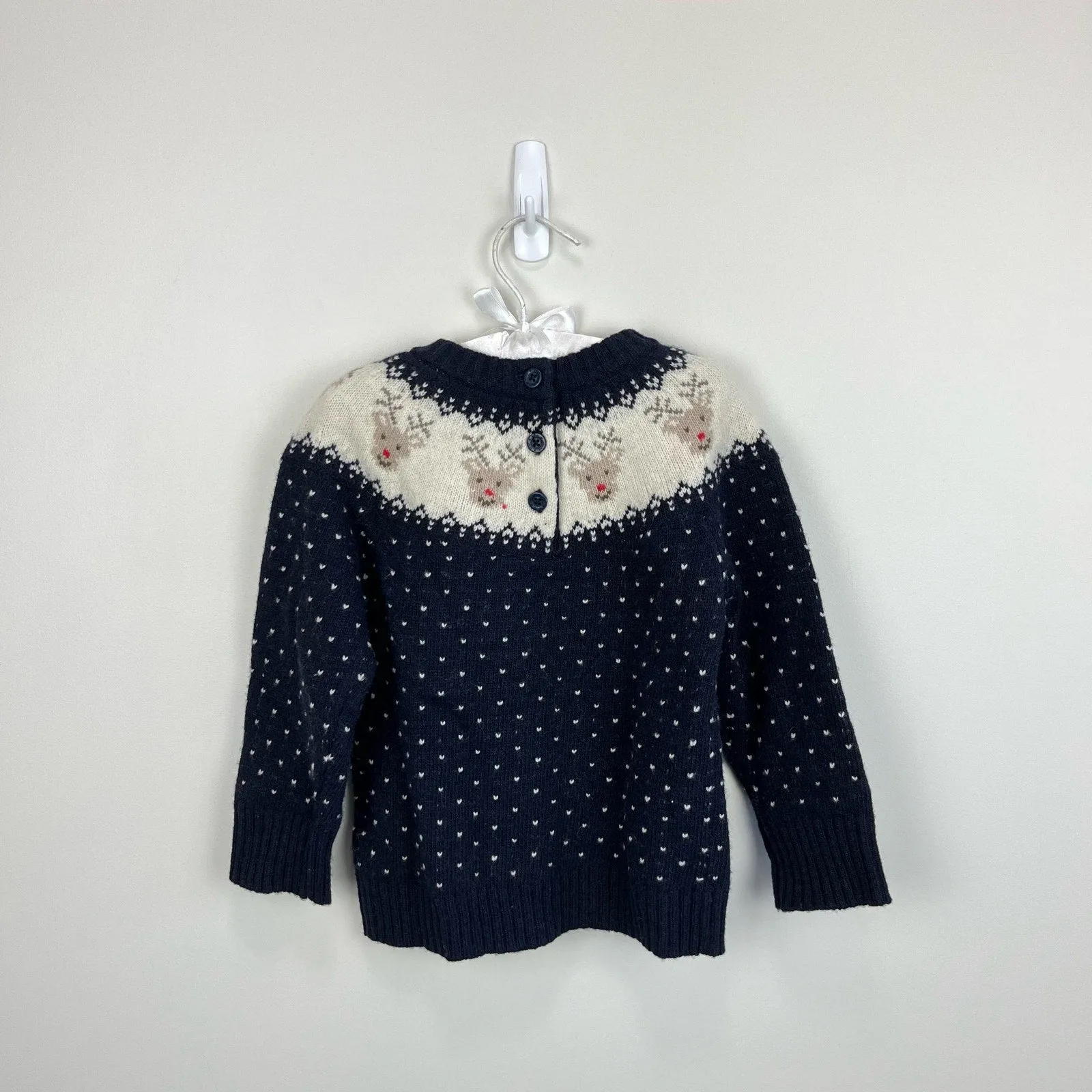 JoJo Maman Bebe Navy Fair Isle Reindeer Sweater 2-3