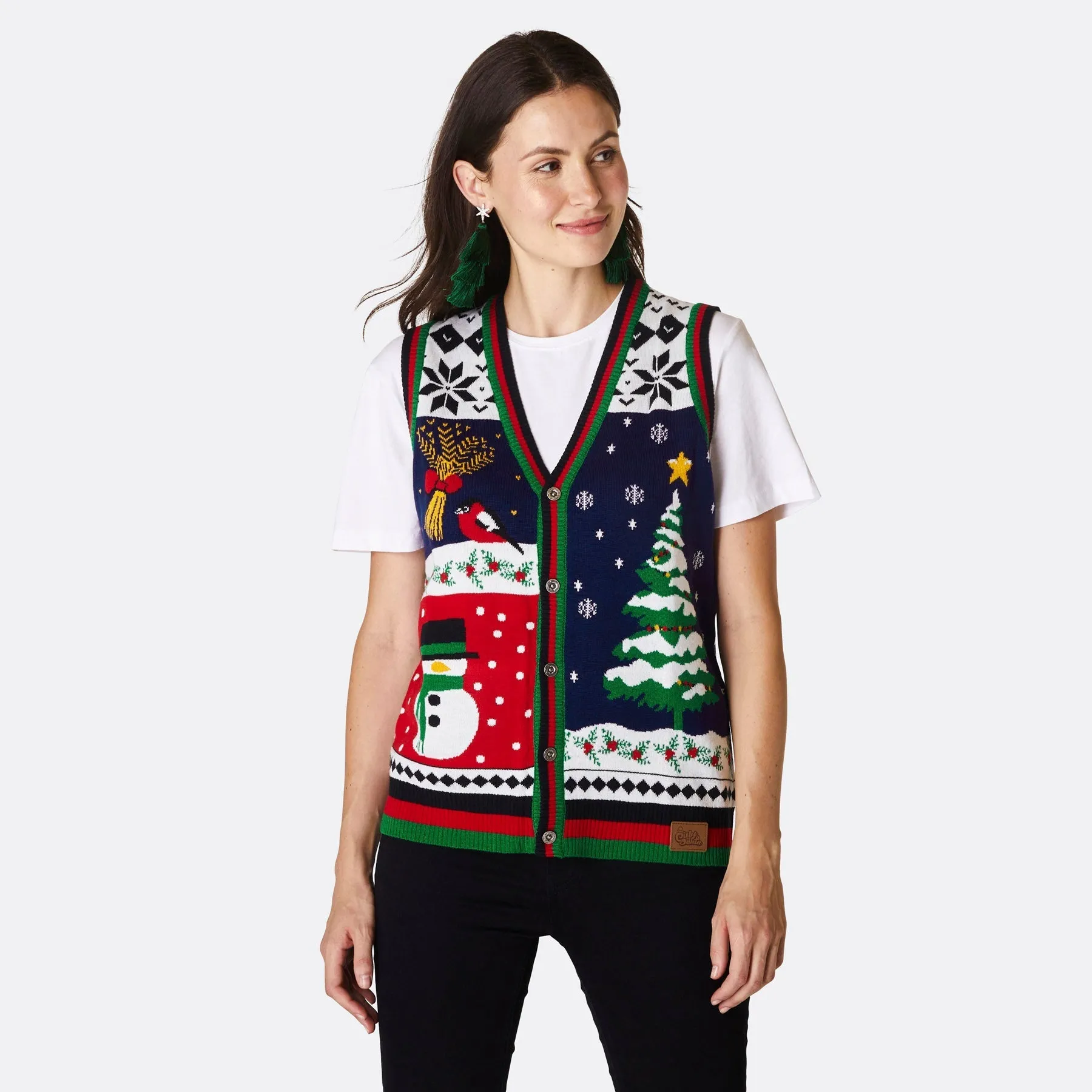 Certainly! The title Julevest Dame can be translated to English, optimized with modifiers to enhance its appeal for e-commerce. Here’s a suggestion:

Elegant Womens Christmas Vest - Festive Holiday Knitwear for Seasonal Celebrations

Feel free to adjust any part of this title to better fit your brands voice or style!