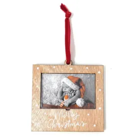 L4 Wooden Xmas Hanger - White Merry Christmas - Insert 70 x 45mm - Pack of 6