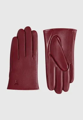 Leather Short Gloves - Wine Red