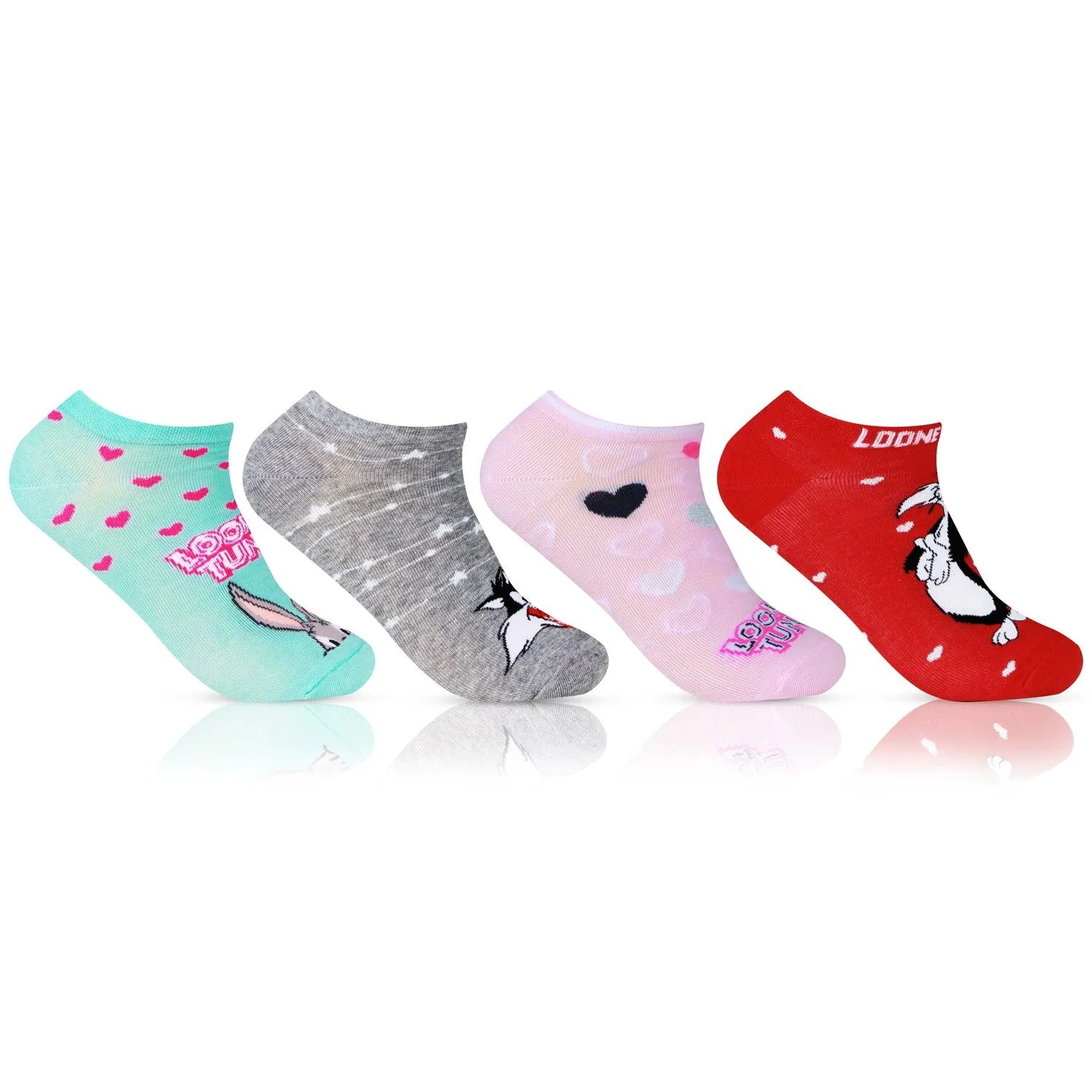 Looney Tunes Multicolored Girls Secret - Length  Socks - Pack Of 4