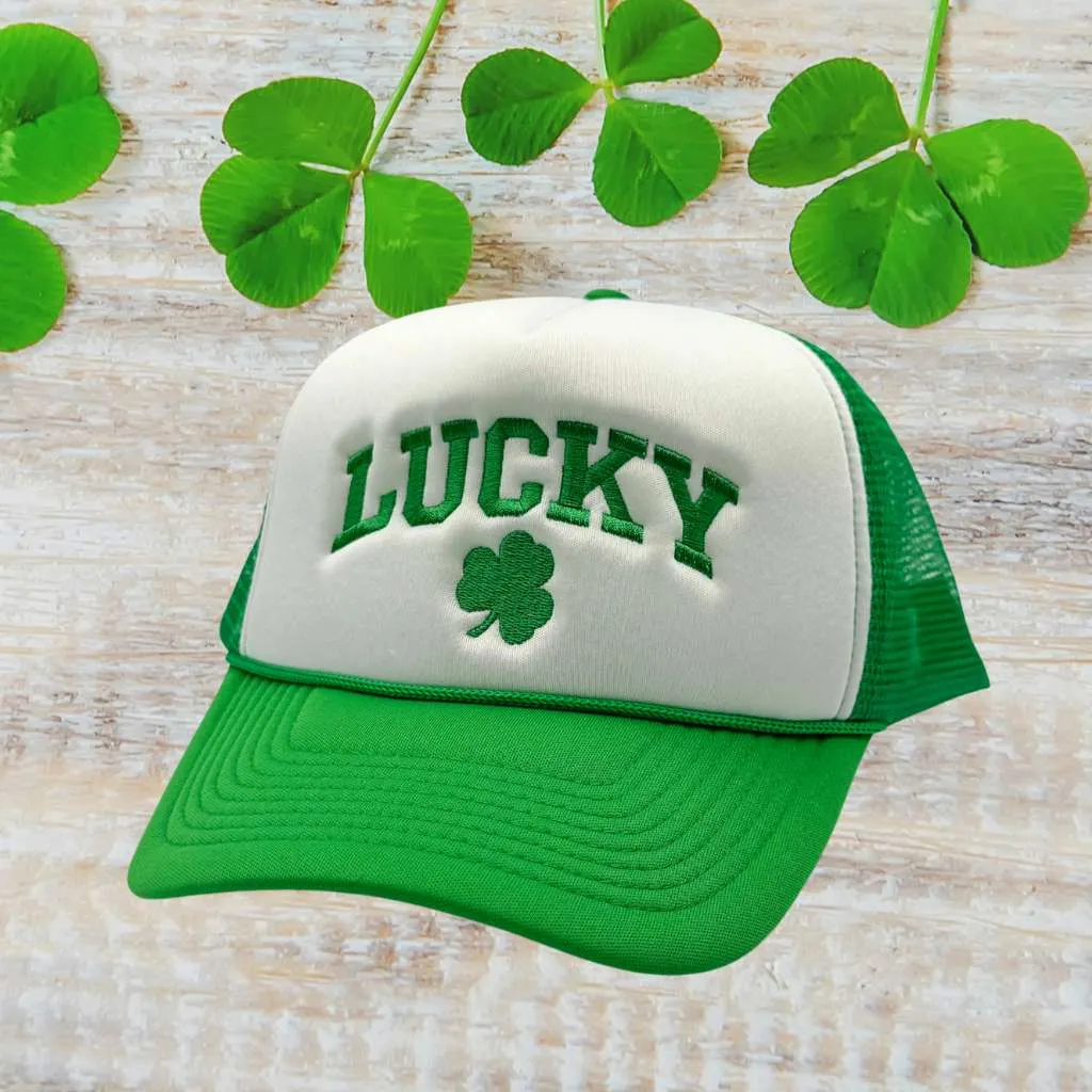 Lucky Four Leaf Clover Trucker Hat - St Patricks Trucker Hats