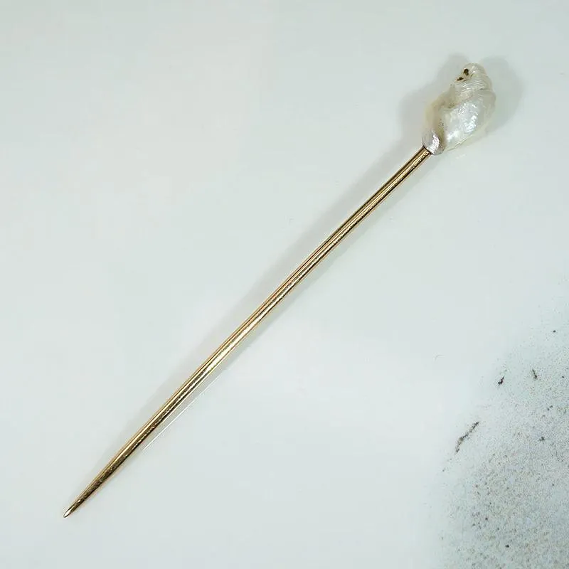 Luscious Baroque Pearl on Gold Stick Pin