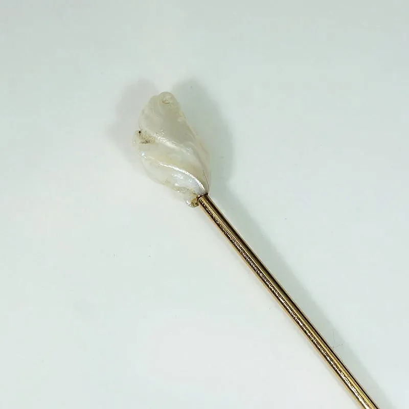 Luscious Baroque Pearl on Gold Stick Pin