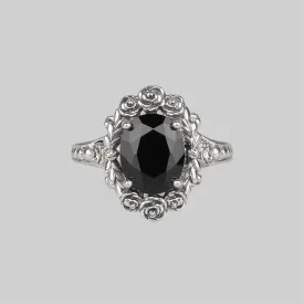 MARIA. Rose Wreath Onyx Silver Cocktail Ring