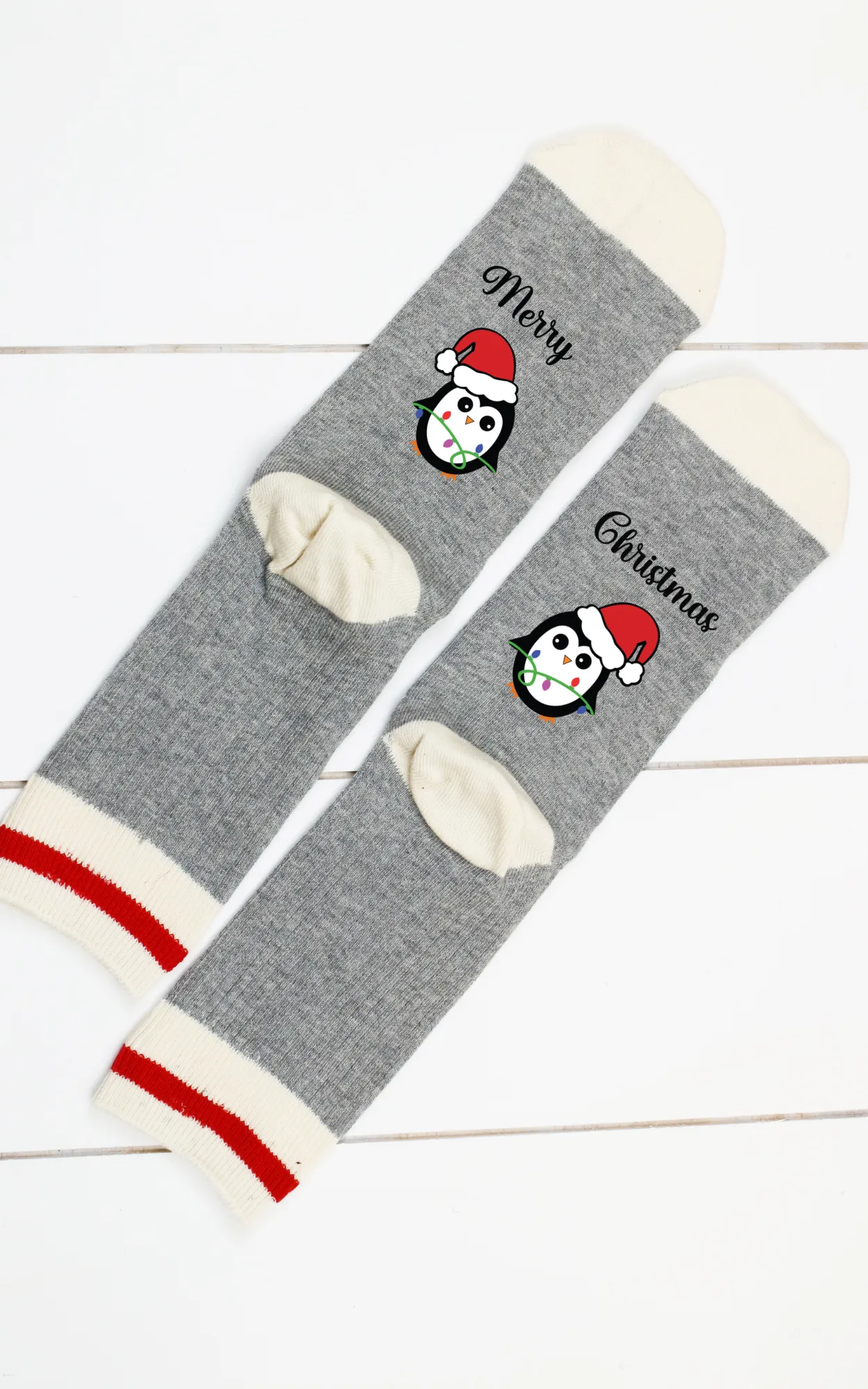 Merry Christmas Penguin Socks