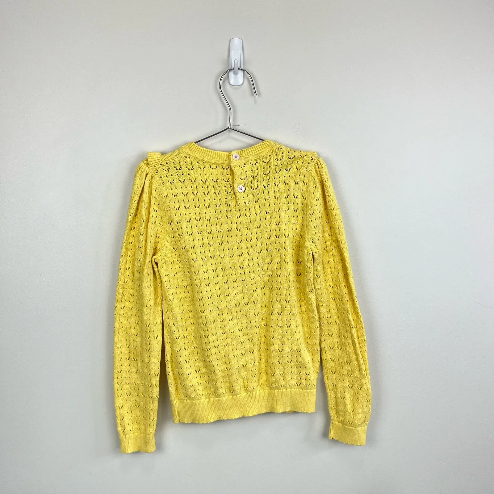 Mini Boden Pointelle Knit Sweater Top Soft Lemon 8-9 NWOT