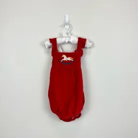 Mini Boden Polish Red Velvet Rocking Horse Romper 18-24 Months