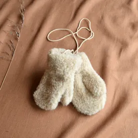 Mittens - 100% Wool Teddy Fleece - Beige (9m-8y)