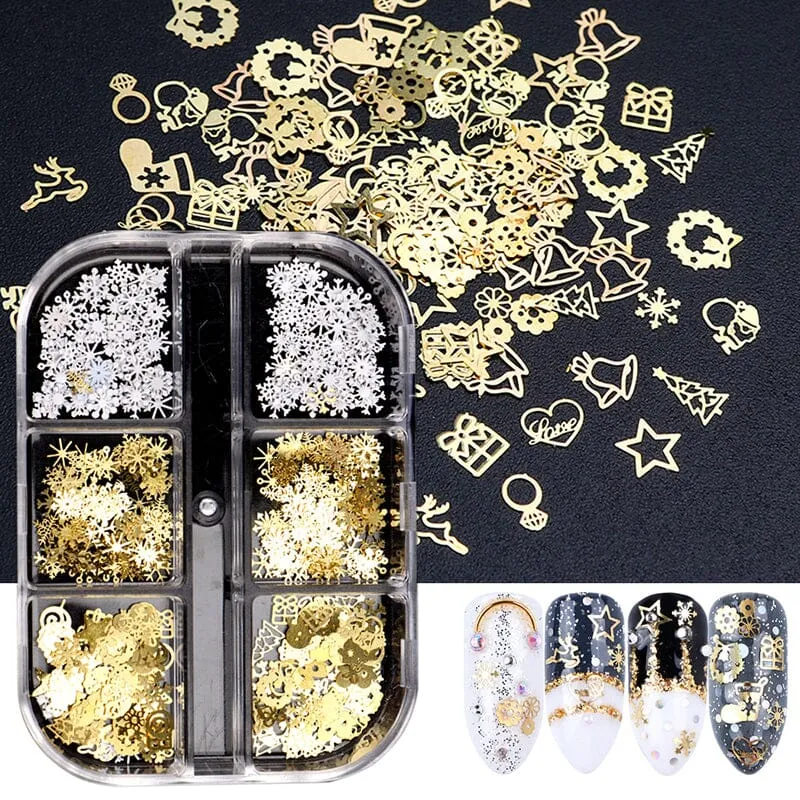 Mix 3D Christmas Nail Art Decoration (6-Grid Tray)