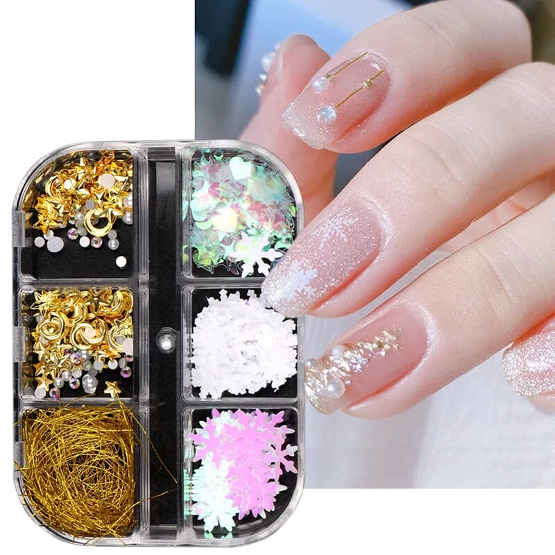 Mix 3D Christmas Nail Art Decoration (6-Grid Tray)