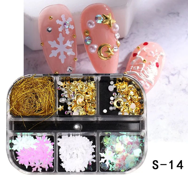 Mix 3D Christmas Nail Art Decoration (6-Grid Tray)