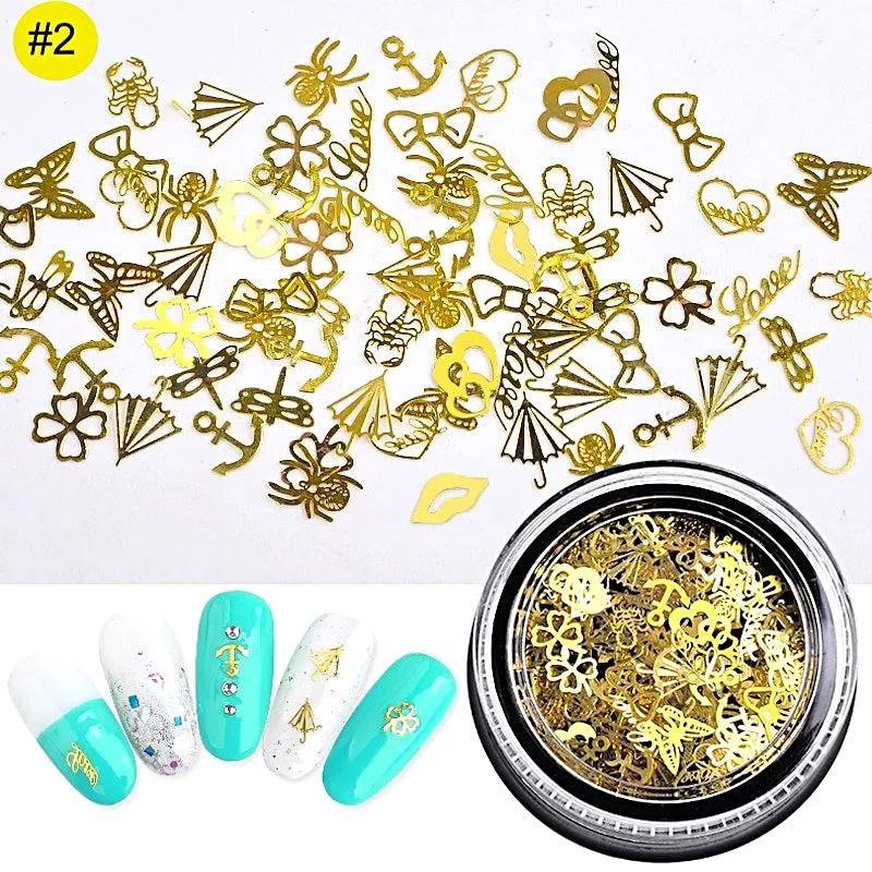 Mix 3D Nail Art Ultra Thin Gold Metal Slices