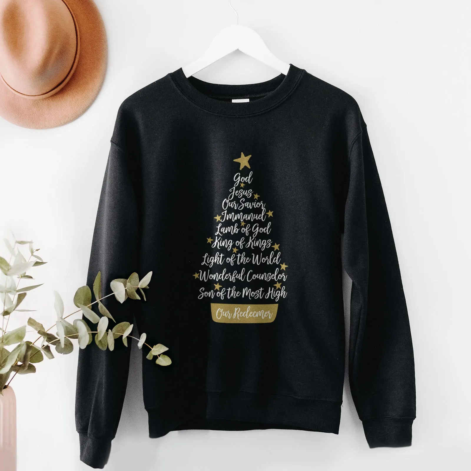 Names of Jesus Christmas Tree Sweatshirt