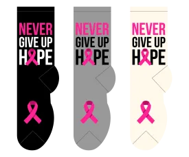 Never Give Up Cancer Awareness Socks