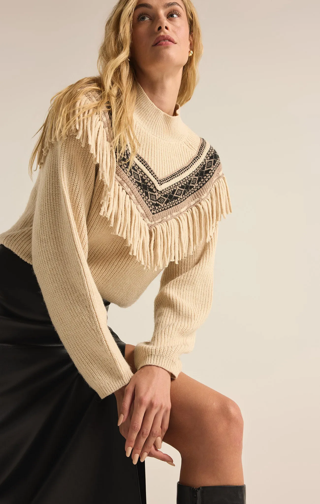 North Fringe Sweater | Stone