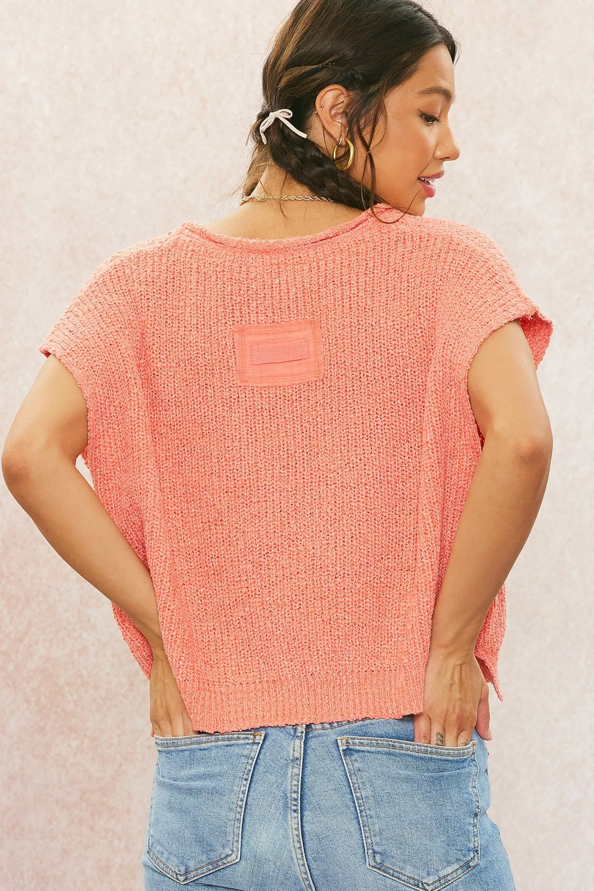 Patch Sleeveless Sweater