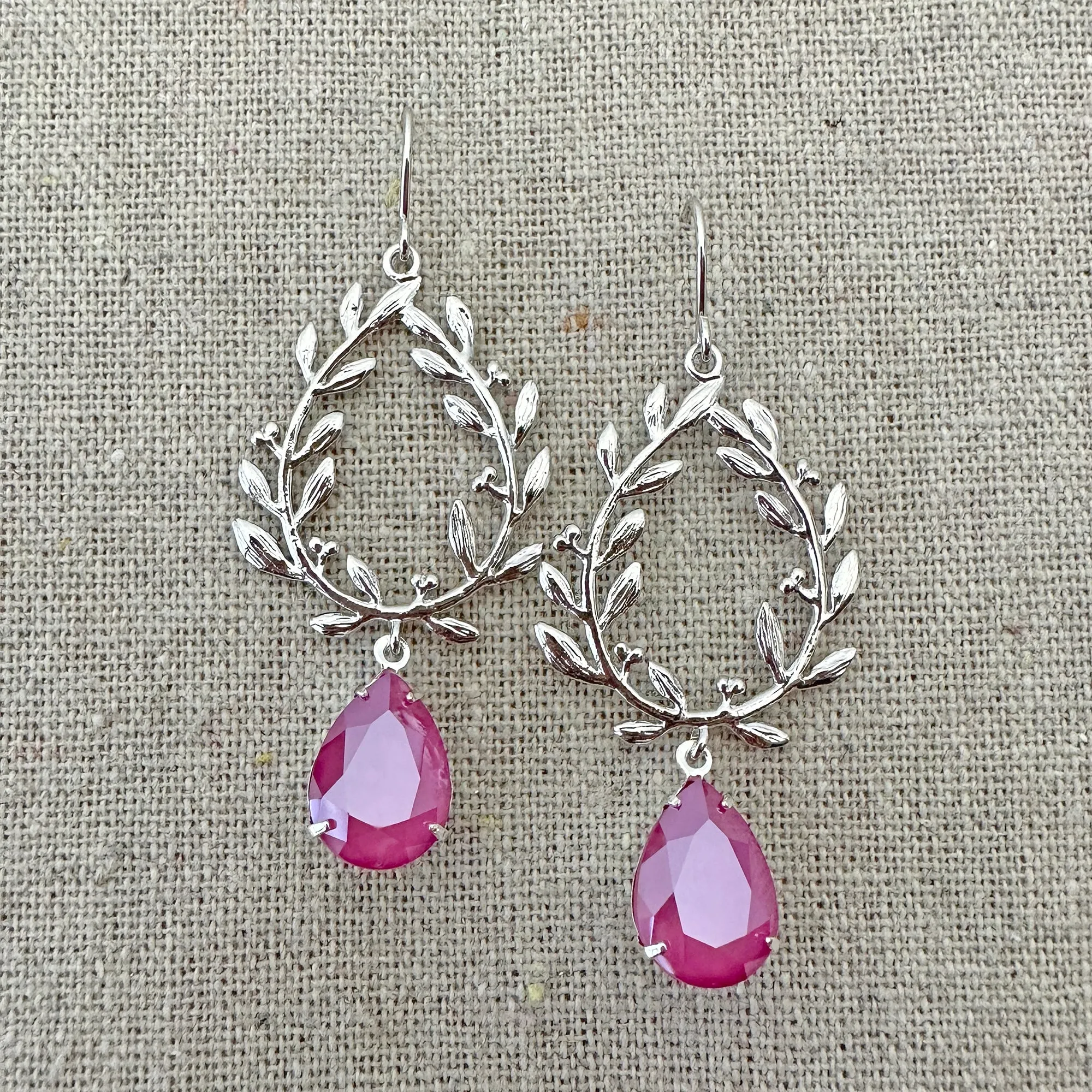 Pear Laurel Wreath Drop Earrings