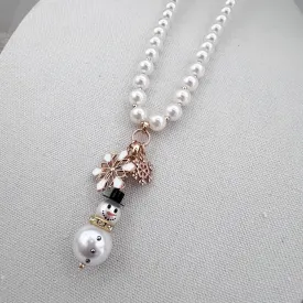 Pearl Chain Snowman Necklace