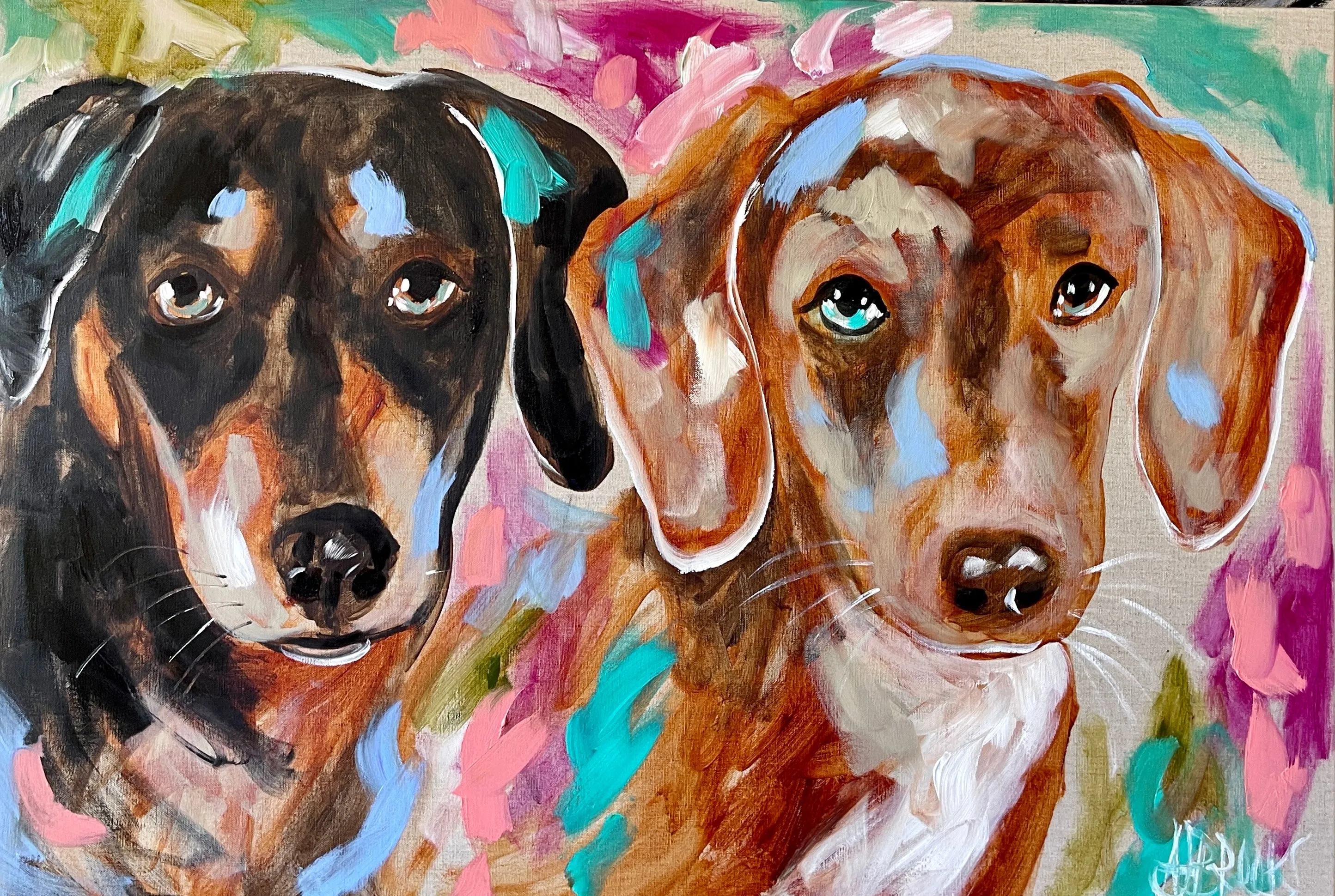 Pet portrait duo - 60 x90 cm