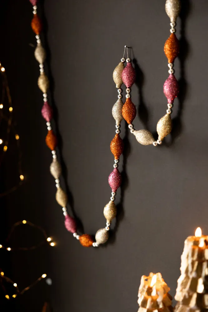 Pink & Gold Sparkle Bauble Garland