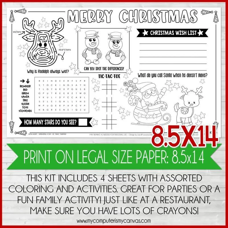 Placemat Activity Sheets {CHRISTMAS} PRINTABLE