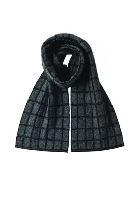 Possum Merino Check Scarf with Lambskin Trim