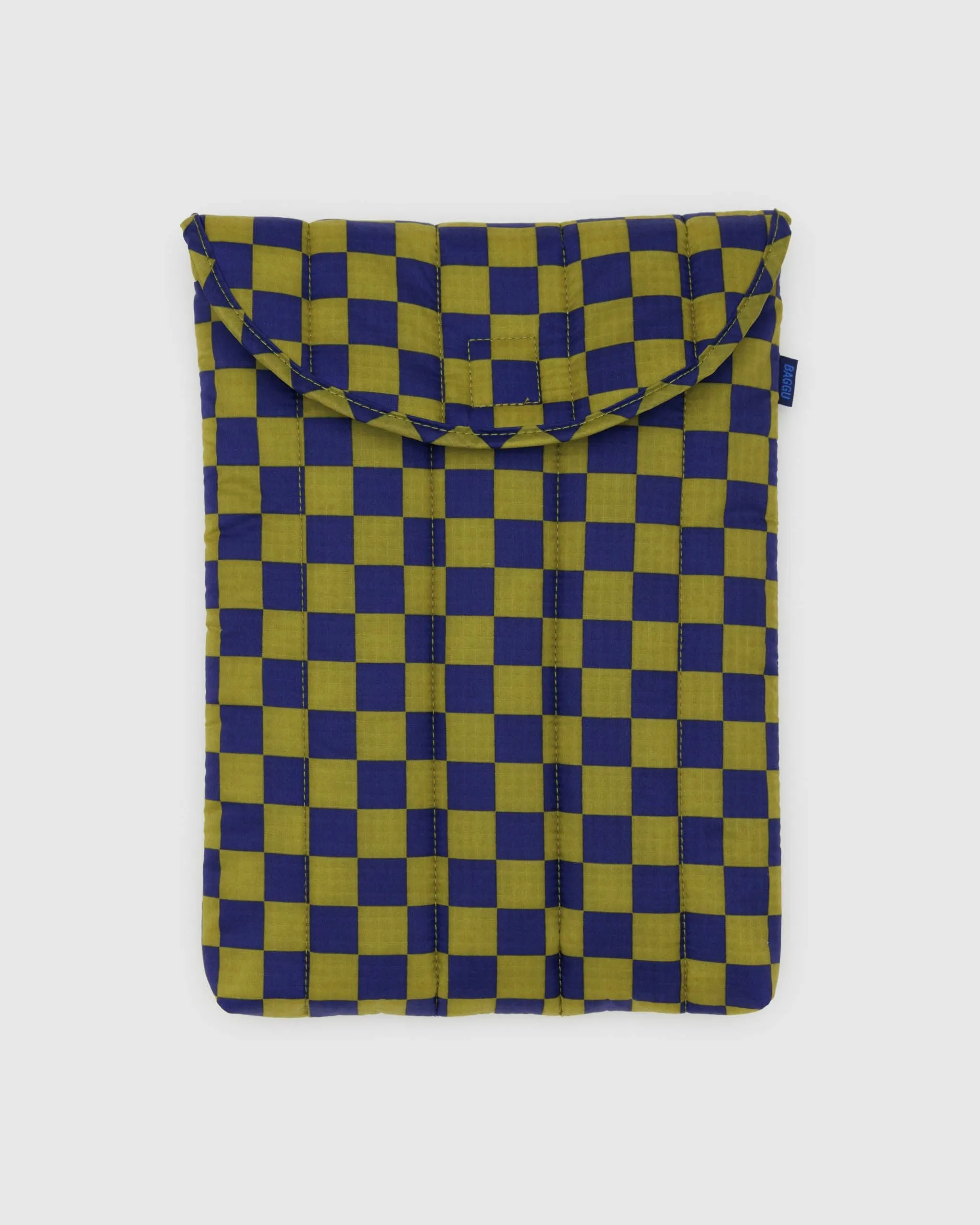 Puffy Laptop Sleeve 13"/14" - Pear Navy Check